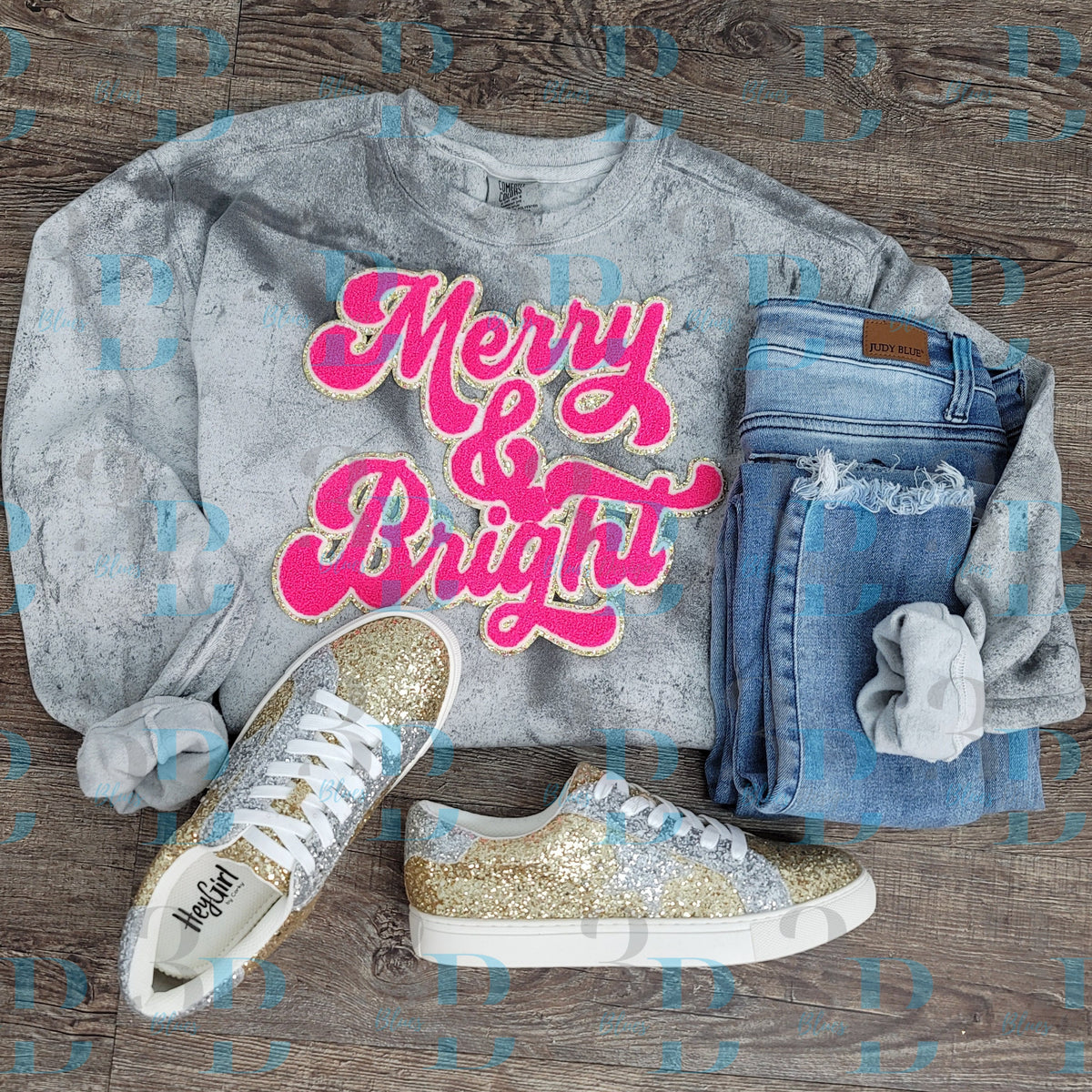 Hazel Blues® | 3 colors | Merry and Bright Script Iron-on Patch