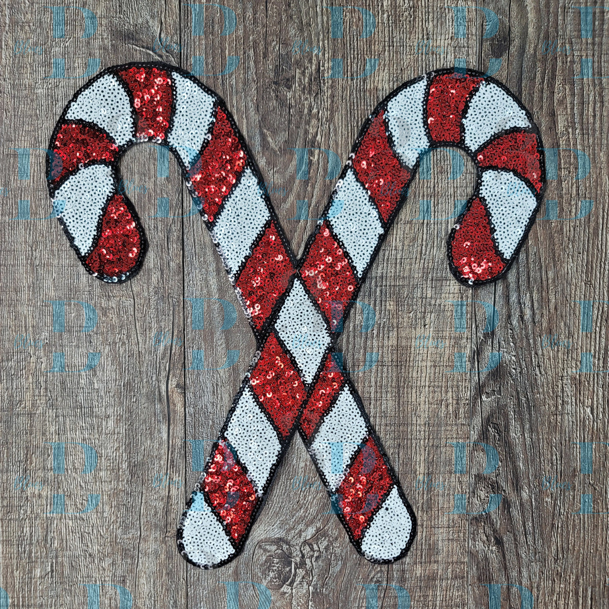 Hazel Blues® |  Sequin Candy Cane Iron-on Patch