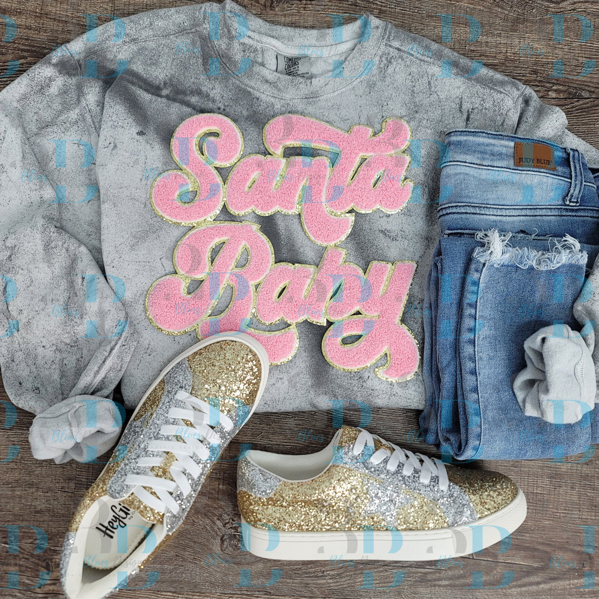 Hazel Blues® | 5 Colors | Santa Baby Script Iron-on Patch