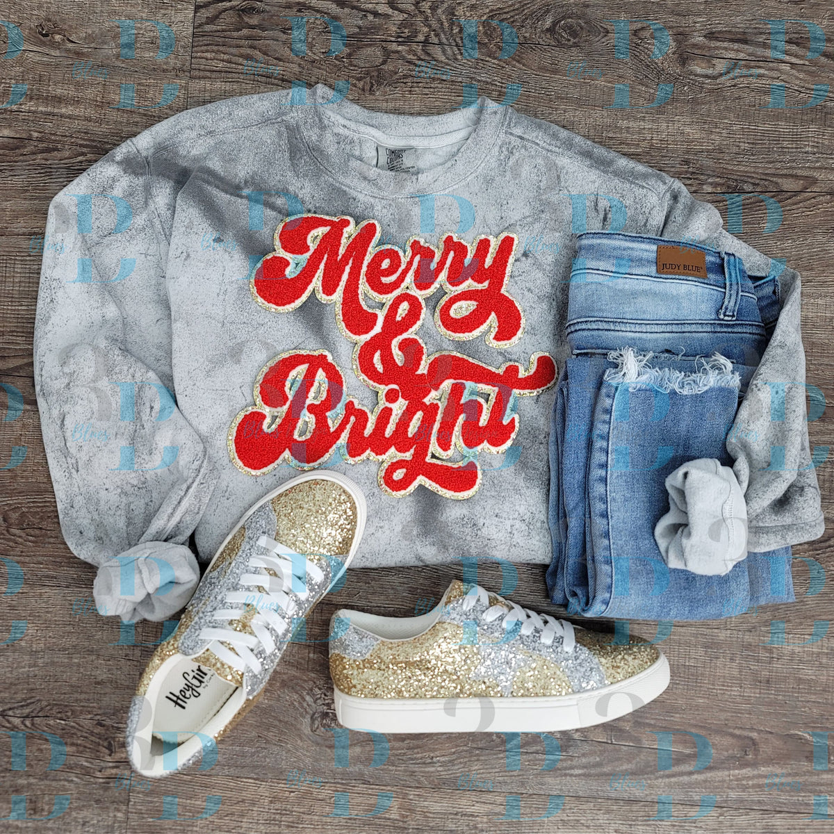 Hazel Blues® | 3 colors | Merry and Bright Script Iron-on Patch