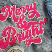 Hazel Blues® | 3 colors | Merry and Bright Script Iron-on Patch