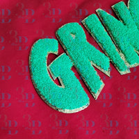 3Blues Designs |  3Blues Designs | 2 Colors | Lime Green & Hot Pink GRINCHYYY Chenille Iron on Patch