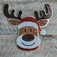 3Blues Designs |  3Blues Designs | Large Reindeer Sequin Iron on Patch