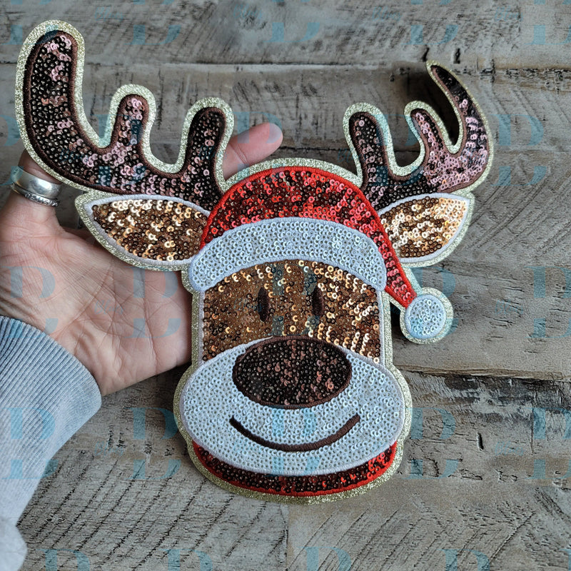 3Blues Designs |   Reindeer Sequin Iron on Patch