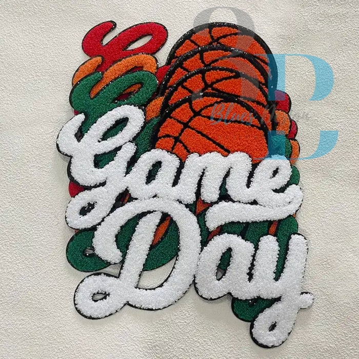 Hazel Blues® | 6 COLORS | Game Day with Basketball Chenille Iron-on Patch