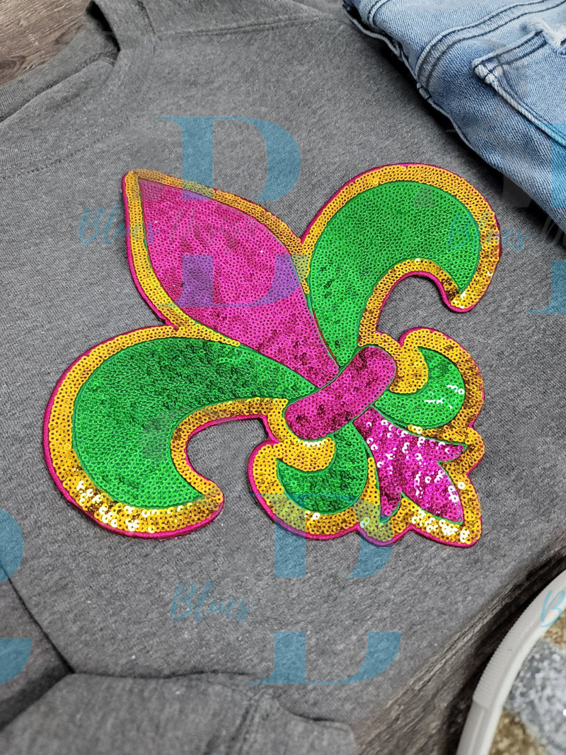 Hazel Blues® | Mardi Gras Fleur de Lis Sequin Iron-on Patch