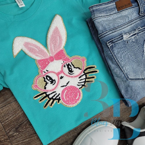 Hazel Blues® |  Bunny Easter Large Bunny Chenille Iron-on Patch