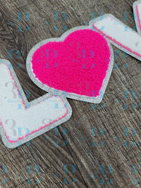 Hazel Blues® | White and Hot Pink LOVE with heart Iron-on Patch