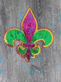 Hazel Blues® | Mardi Gras Fleur de Lis Sequin Iron-on Patch