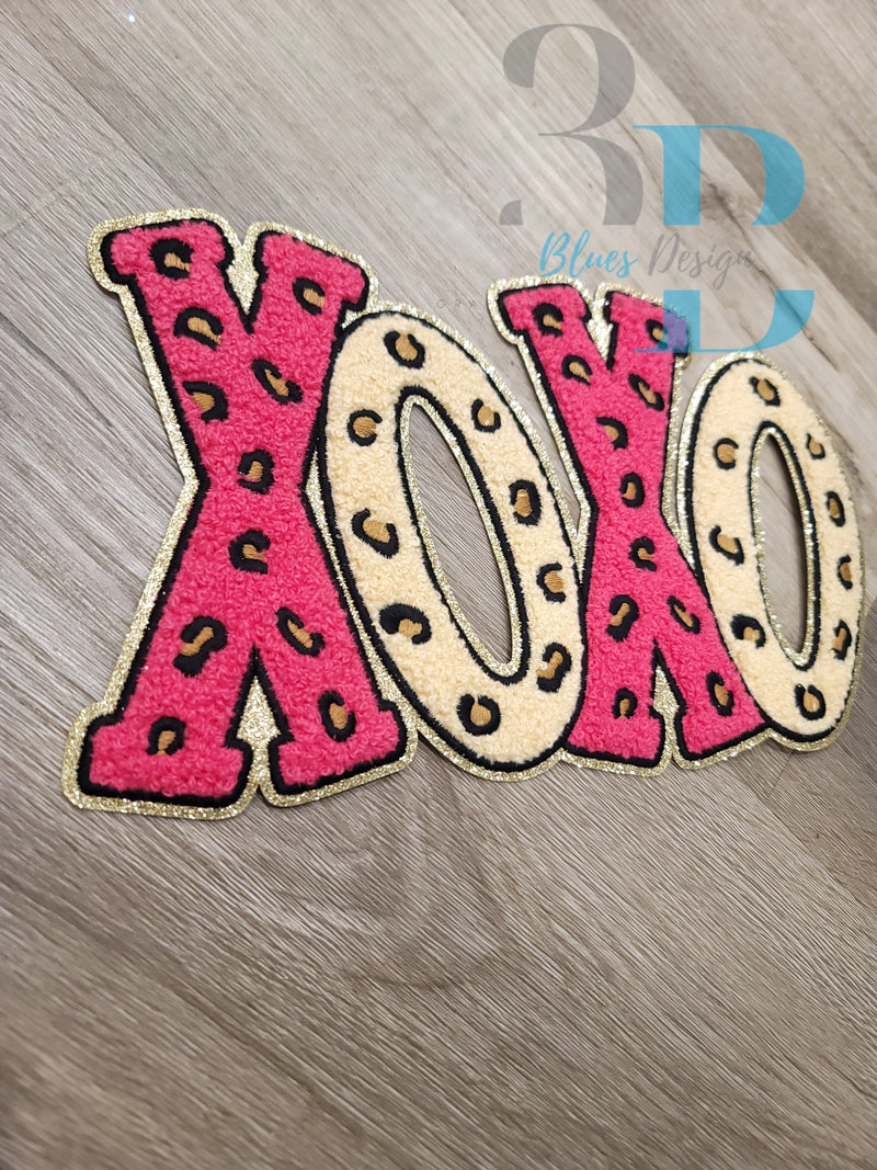 Hazel Blues® | XOXO Glitter and Leopard Iron-on Patch