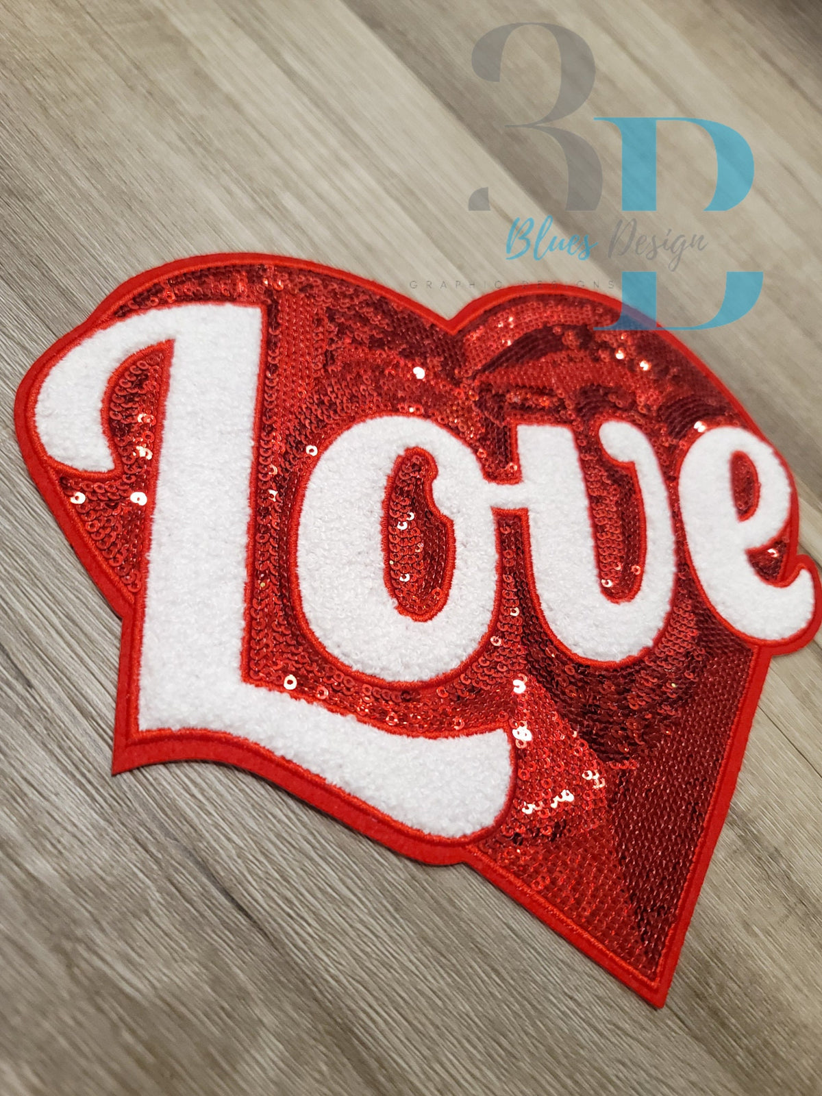 Hazel Blues® | Heart with Love Sequin Patch | 2 Colors Iron-on Patch