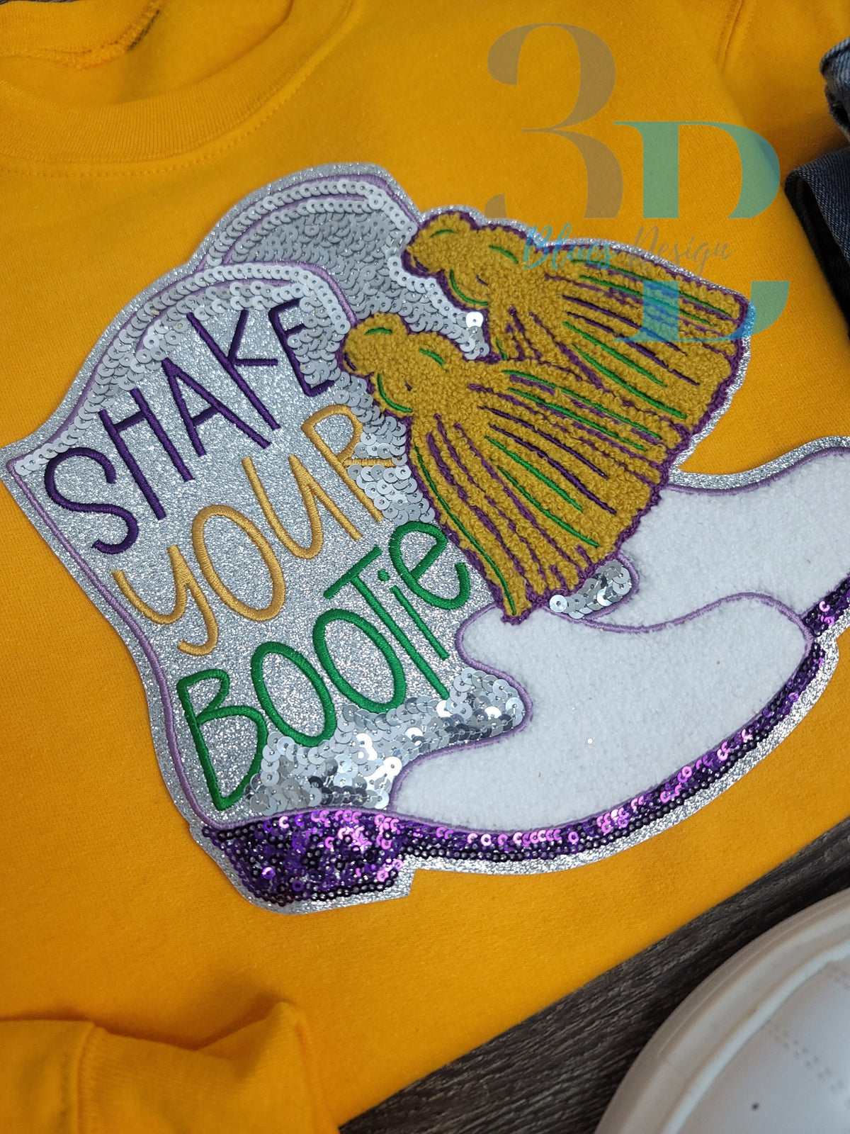 Hazel Blues® | Mardi Gras Shake Your Bootie Sequin and Chenille Iron-on Patch