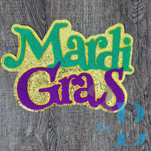 Hazel Blues® | Mardi Gras Chenille Iron-on Patch