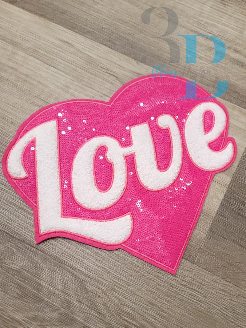 Hazel Blues® | Heart with Love Sequin Patch | 2 Colors Iron-on Patch