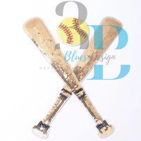 Hazel Blues® |  Softball Sequin Patch and/or Sequin Bats Iron-on Patch