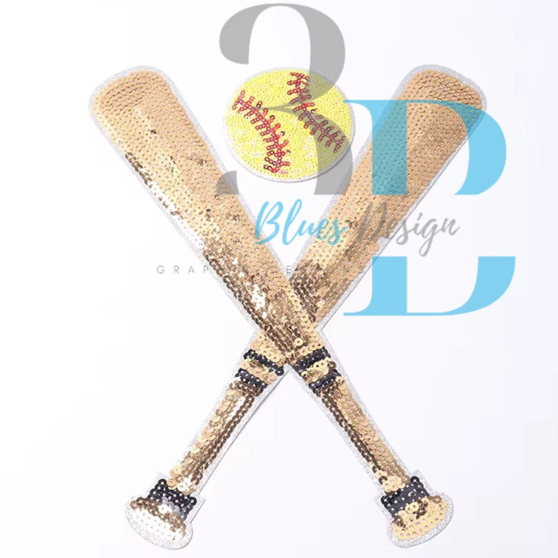 Hazel Blues® |  Softball Sequin Patch and/or Sequin Bats Iron-on Patch