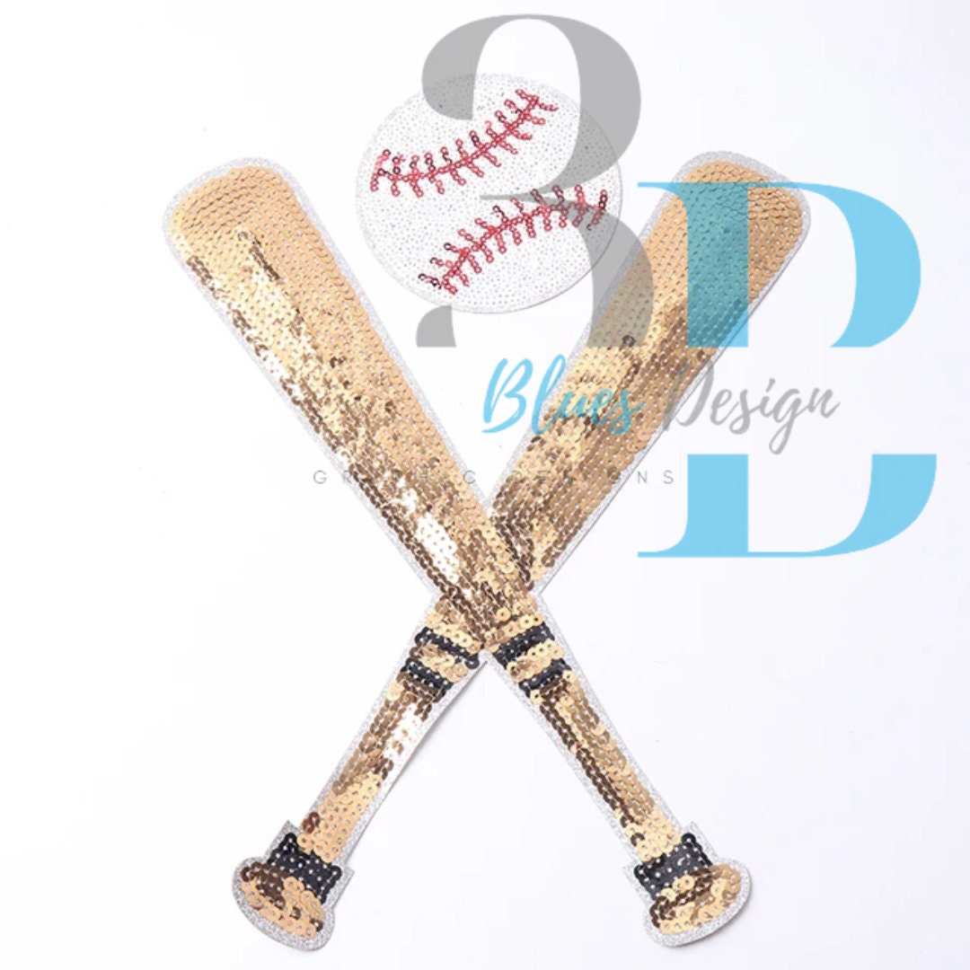 Hazel Blues® |  Baseball Sequin Patch and/or Sequin Bats Iron-on Patch