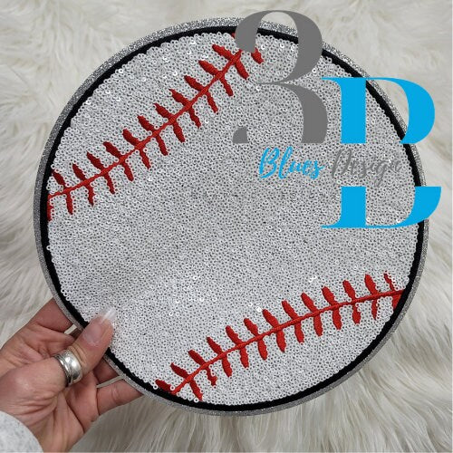 Hazel Blues® |  XXLARGE  Baseball Sequin Iron-on Patch