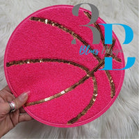 Hazel Blues® |  XXLARGE  Basketball Hot Pink Chenille & Sequin Iron-on Patch