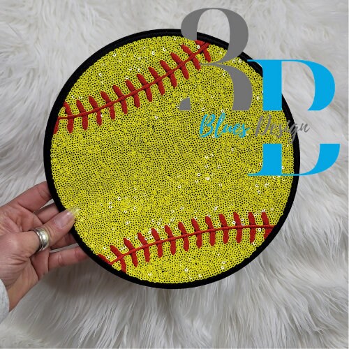 Hazel Blues® |  XXLARGE  Softball Sequin Iron-on Patch