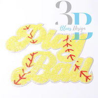 3Blues Designs |   Softball Play Ball Sequin Iron-on Patch