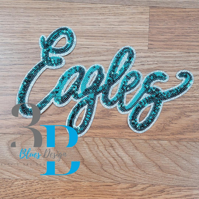 Hazel Blues® |  Eagles Sequin Patch Green & SILVER Glitter Iron-on Patch