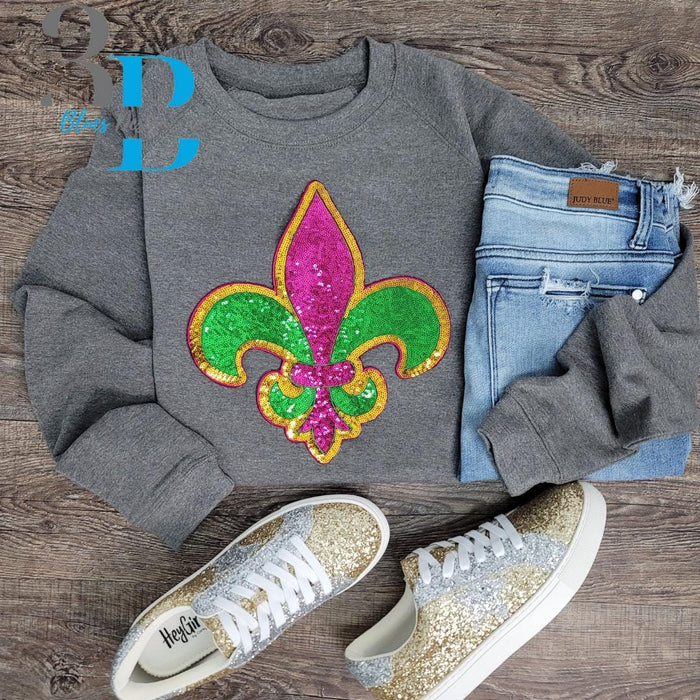 Hazel Blues® | Mardi Gras Fleur de Lis Sequin Iron-on Patch