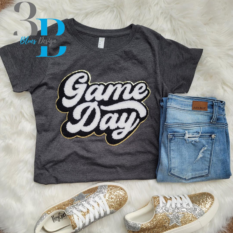 Hazel Blues® |  Game Day Black Chenille Iron-on Patch