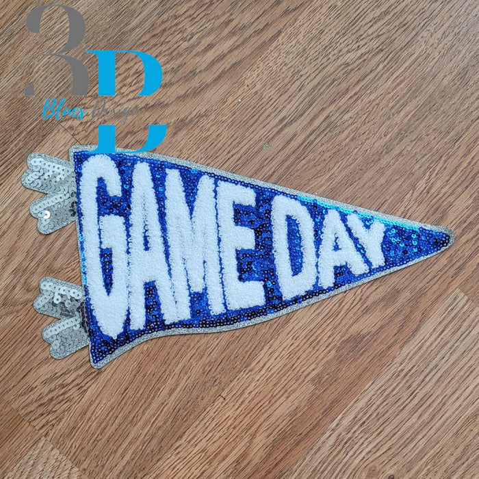 3Blues Designs |  3Blues Designs | Royal Blue game day pennant flag Iron-on Patch