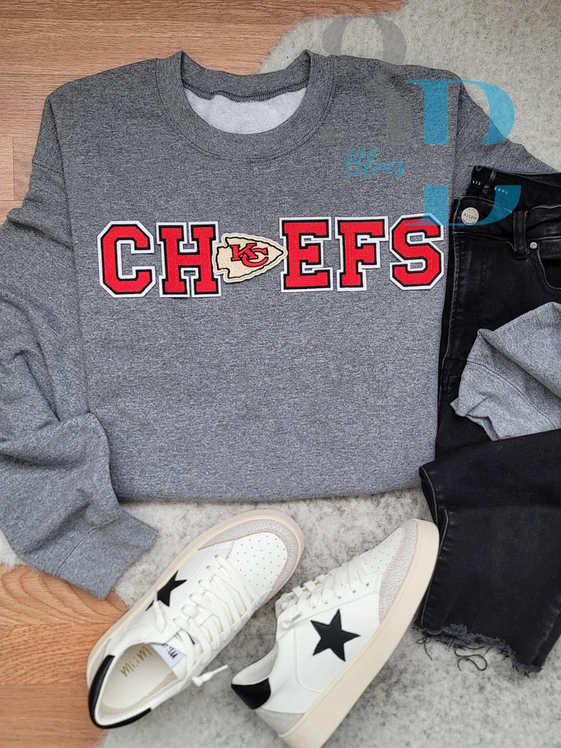 3Blues Designs |  3Blues Designs | Chiefs Set of 6 Iron-on Patches or Sweatshirt