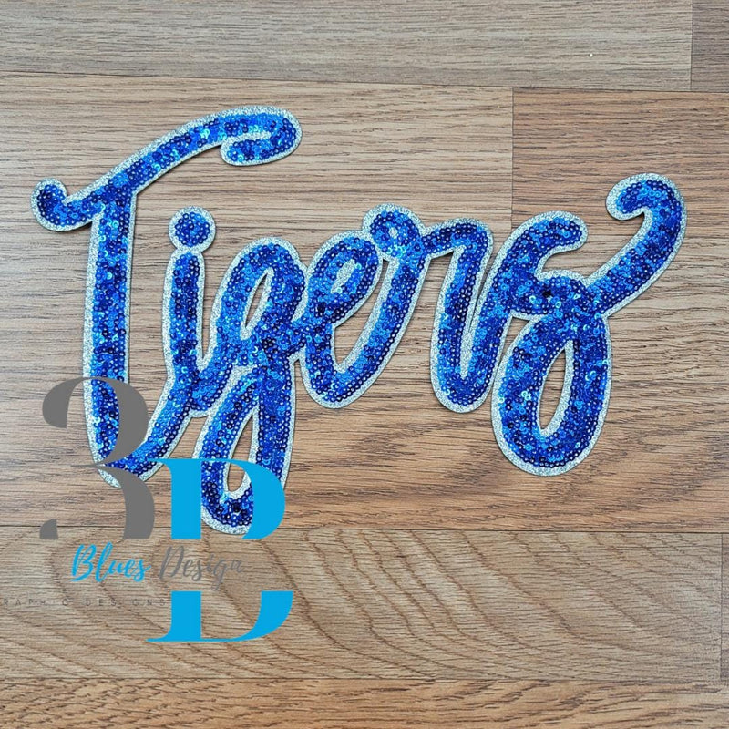 Hazel Blues® |  Tigers Sequin Blue & SILVER Glitter Iron-on Patch