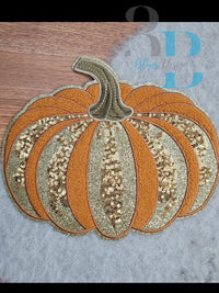 Hazel Blues® |  XL Pumpkin Chenille & Glitter Iron-on Patch