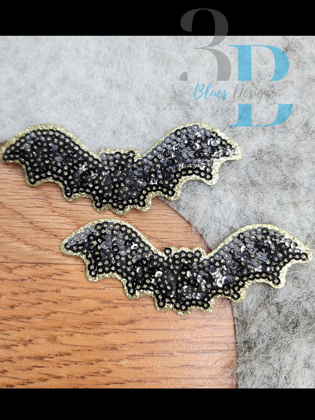 3Blues Designs |  3Blues Designs | Halloween Bat Sequin Iron On Patch