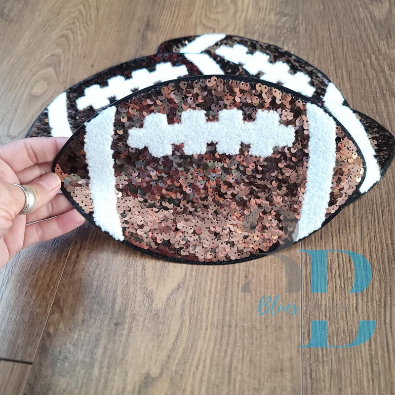 Hazel Blues® |  XLarge Brown Football Large Sequin Iron-on Patch