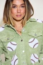 Hazel Blues® |  Baseball Sequin Embroidery Corduroy Jacket