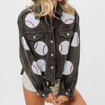 Hazel Blues® |  Baseball Sequin Embroidery Corduroy Jacket