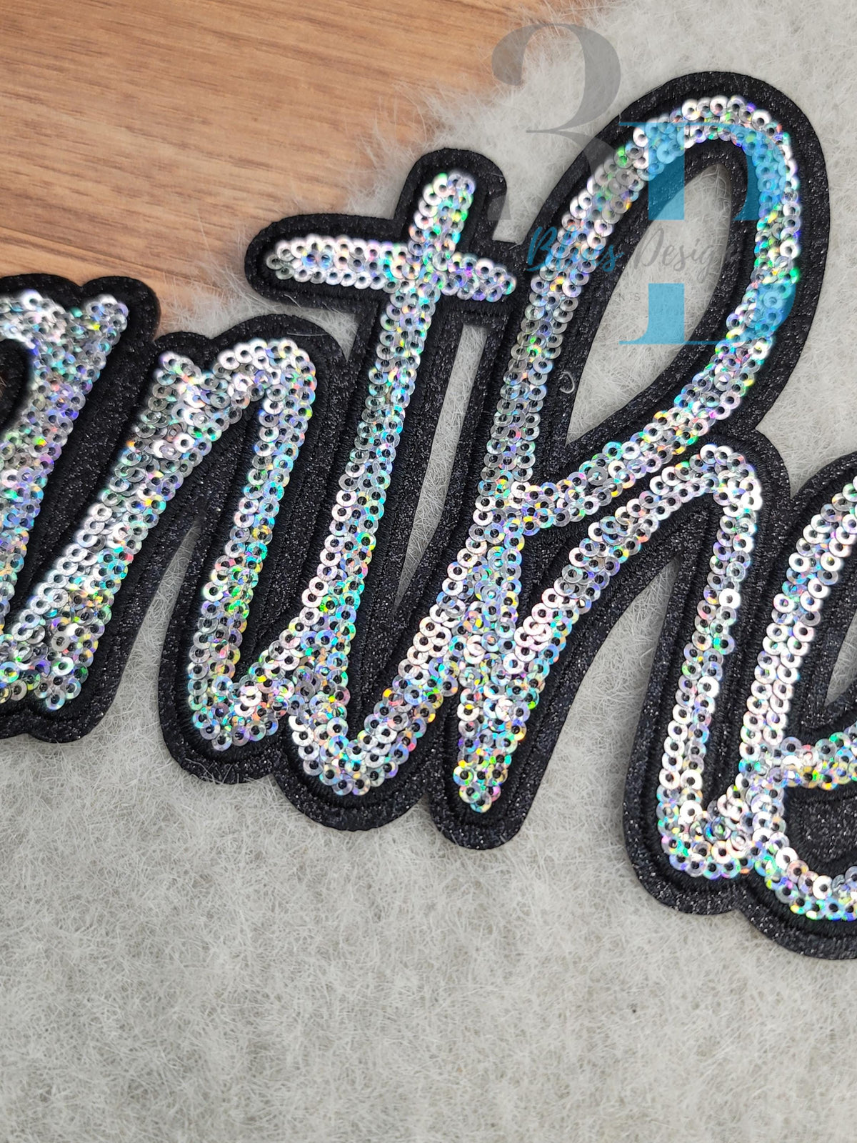 Hazel Blues® |  Panthers Script Sequin Iron-on Patch