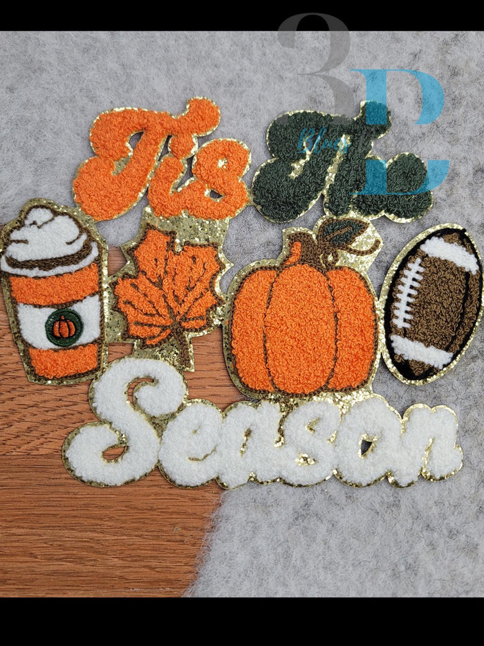 Hazel Blues® |  Fall Tis The Season Chenille Patch, iron on patch, diy patch, pumpkin, fall patch