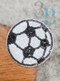 3Blues Designs |  3Blues Designs |  3 inch Soccer Sequin Iron-on Patch