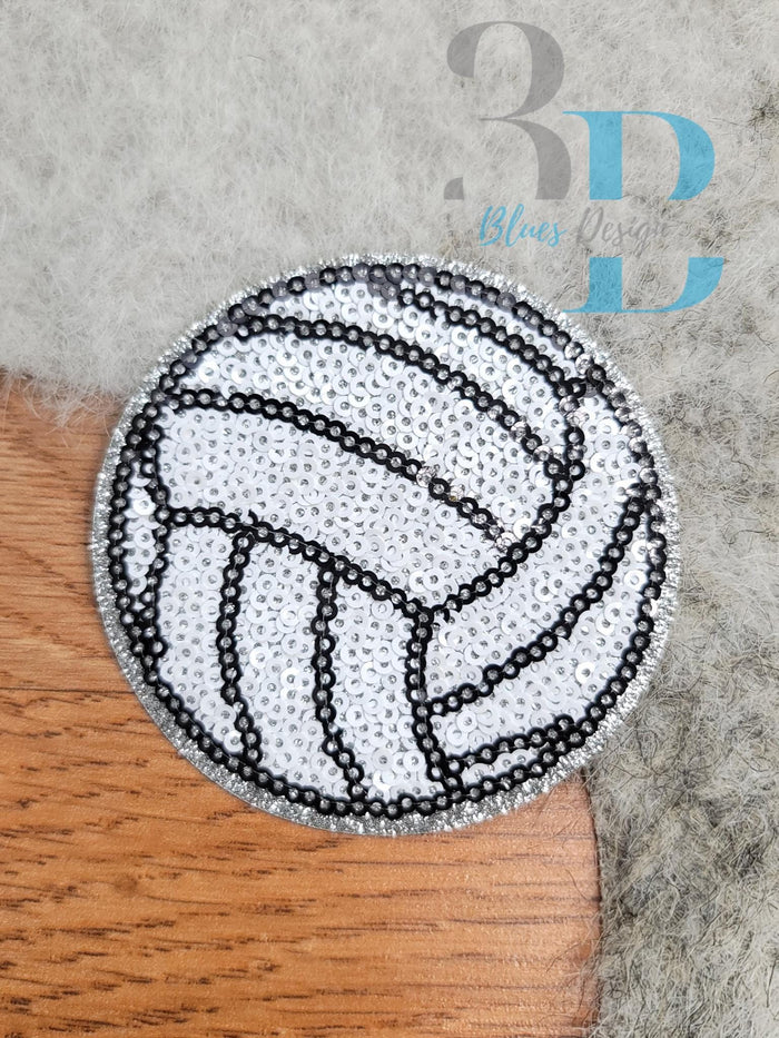 3Blues Designs |   3" Volleyball Sequin Iron-on Patch