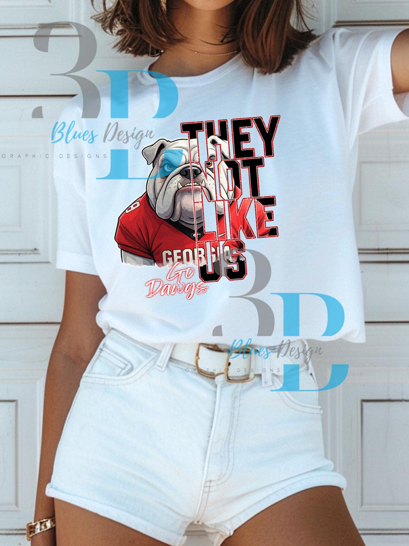 3Blues Designs |   Hazel Blues® |  Georgia Bulldogs, University of Georgia They Not Like Us graphic for tshirts tumblers tote bags, png