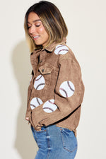 Hazel Blues® |  Baseball Sequin Embroidery Corduroy Jacket