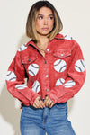 Hazel Blues® |  Baseball Sequin Embroidery Corduroy Jacket