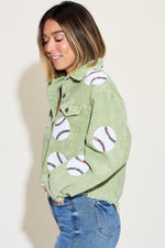 Hazel Blues® |  Baseball Sequin Embroidery Corduroy Jacket