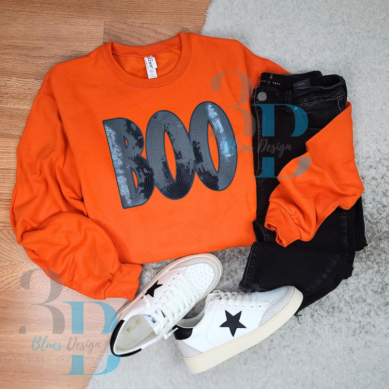 Hazel Blues® |  BOO Sequin Patch Sweatshirt OR Tee - up to 5XL