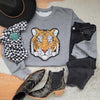 Hazel Blues® |  XL Sequin Tiger Face Mascot Patch Sweatshirts - up to 5XL