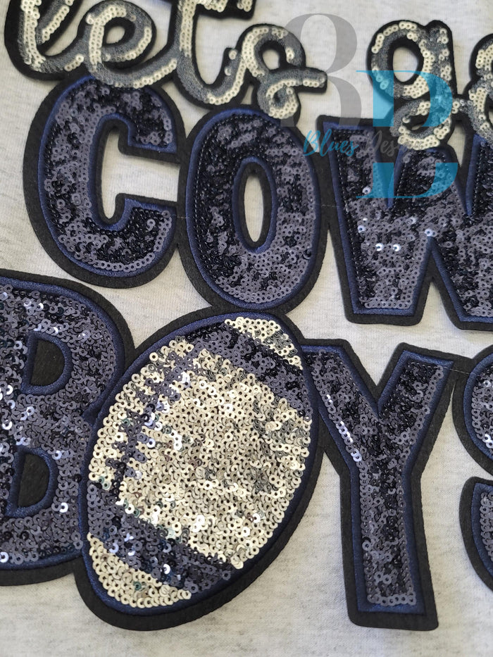 Hazel Blues® | XLarge Let's Go Cowboys Sequin Iron-on Patch