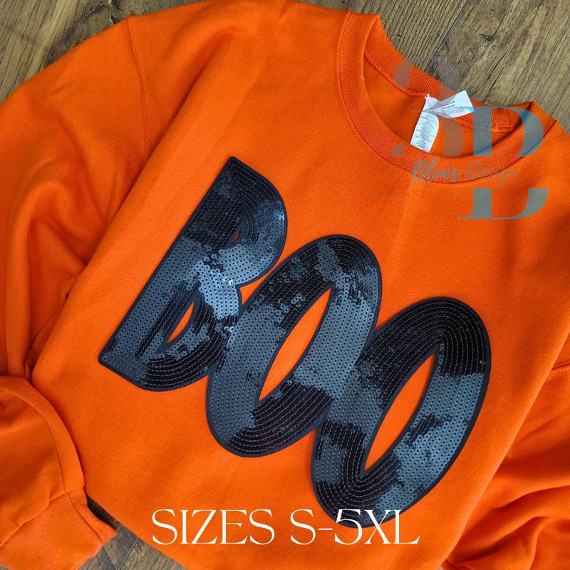 Hazel Blues® |  BOO Sequin Patch Sweatshirt OR Tee - up to 5XL