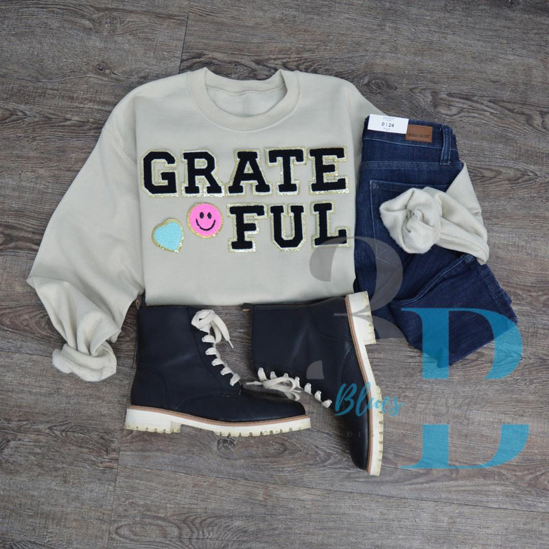 Hazel Blues® |  GRATEFUL SWEATSHIRT | Chenille Patch | Sizes up to 5X