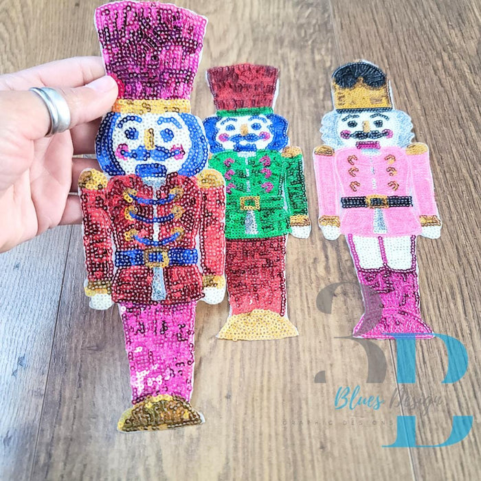 3Blues Designs |  3Blues Designs | Sequin Nutcrackers Iron on Patch